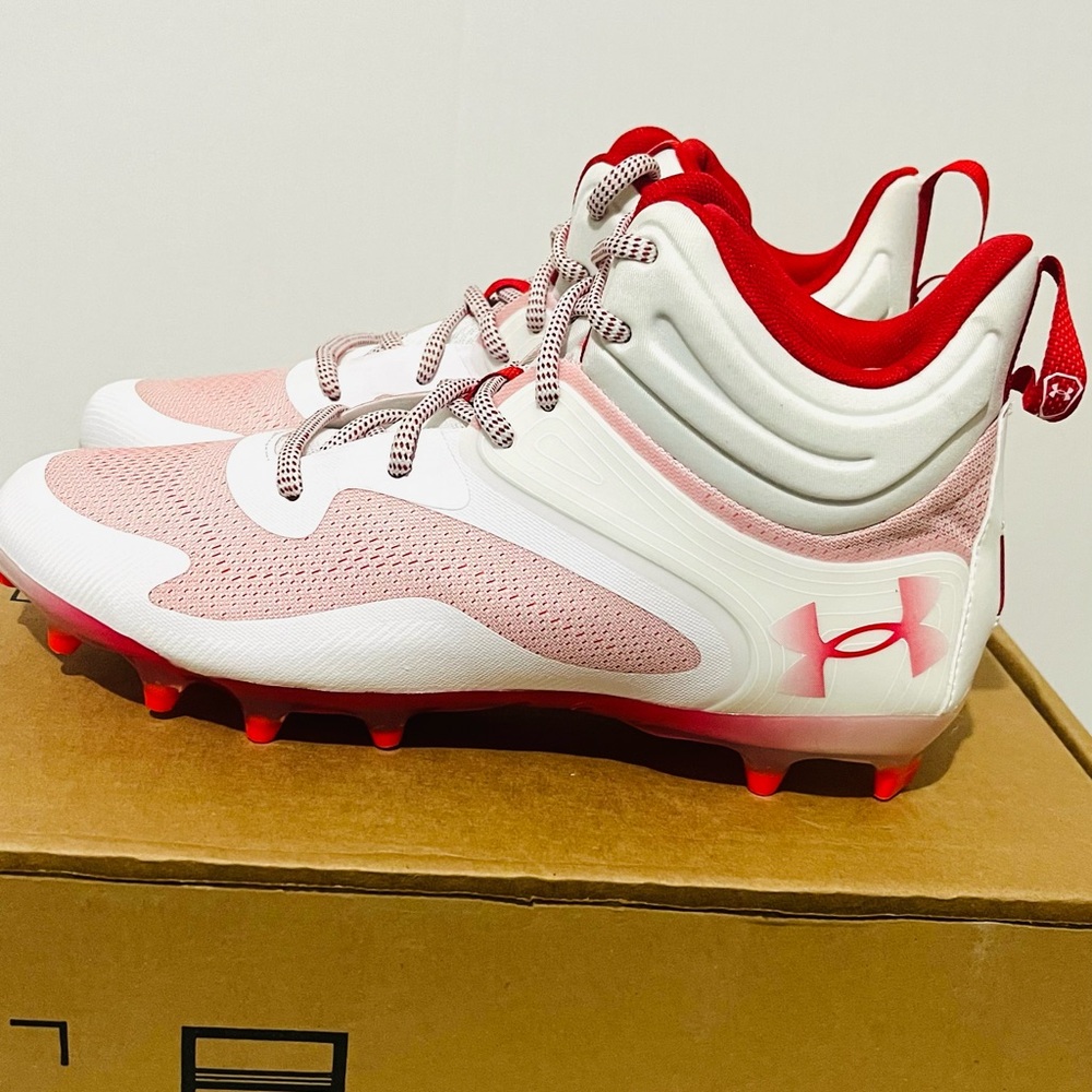 Under Armour Pink and White Athletic Cleats